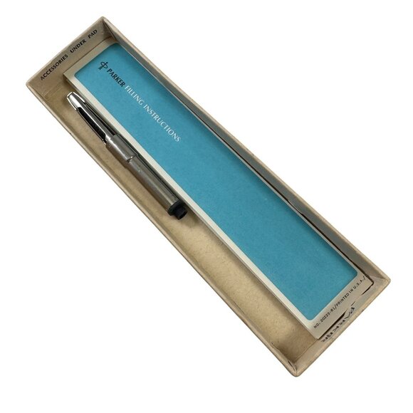 Parker 45 Fountain Pen & Converter Cartridge Avocado Green Vintage 1970s in Box - Picture 6 of 8